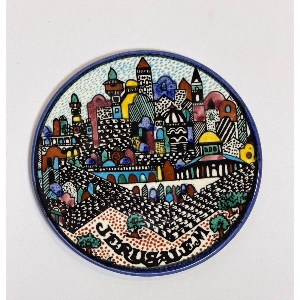 Armen Jerusalem Pottery Hand‑Painted Ceramic Plate – 6.25" Old City Design